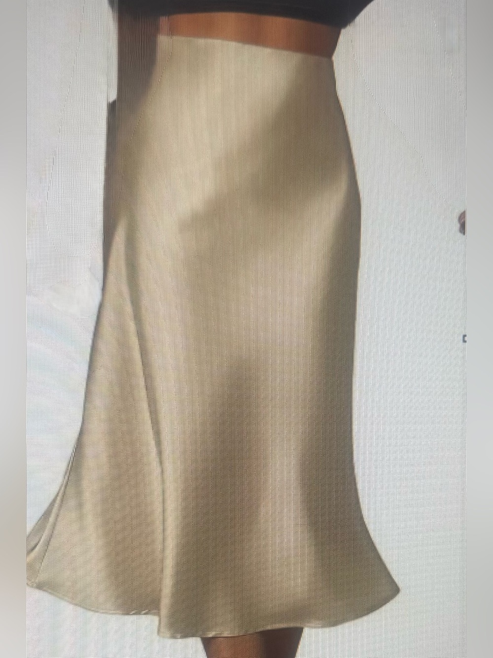 Sleek Cream A-Line Midi Skirt